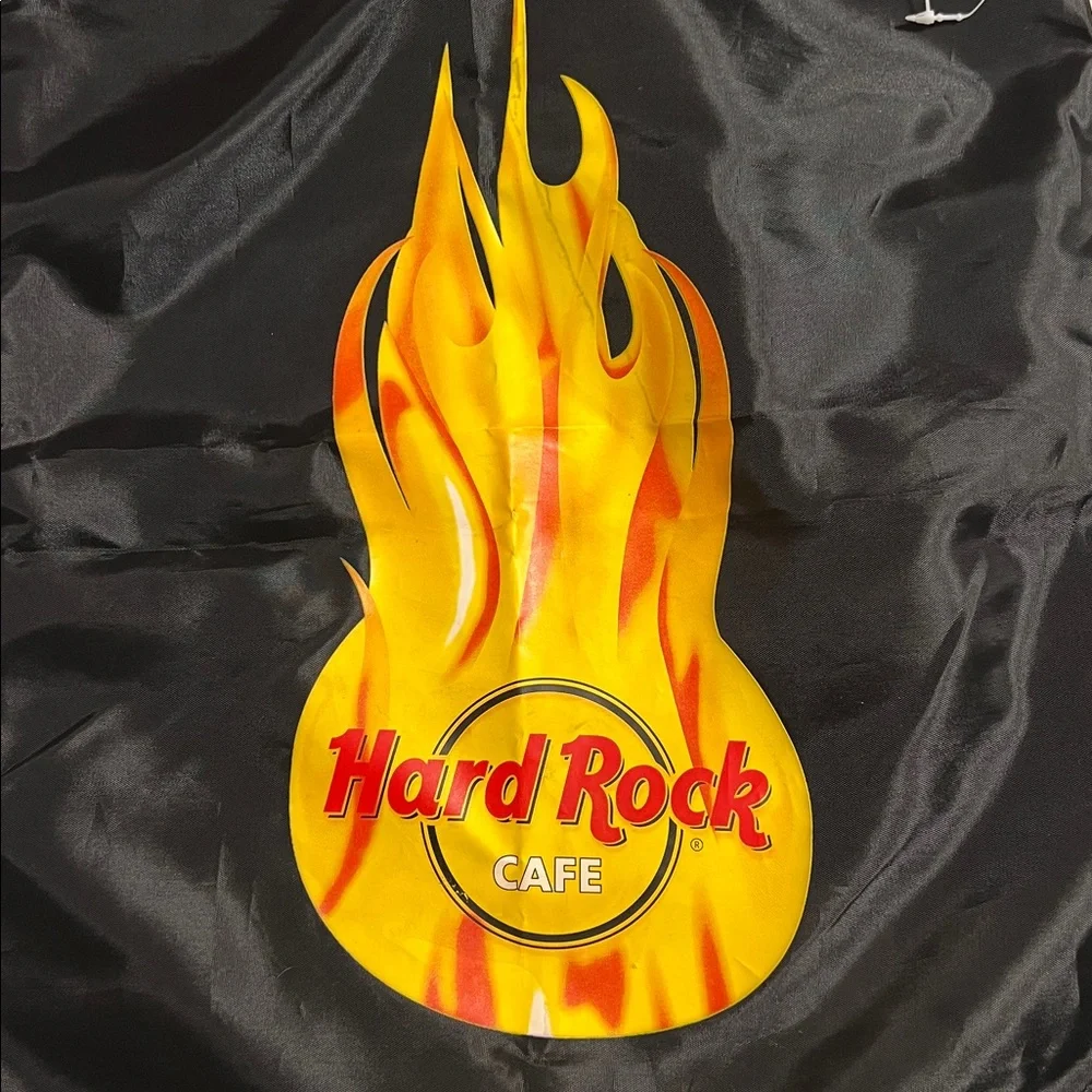 Vintage Authentic Hard Rock Cafe Flaming Guitar Nylon  Drawstring Backpack Sack